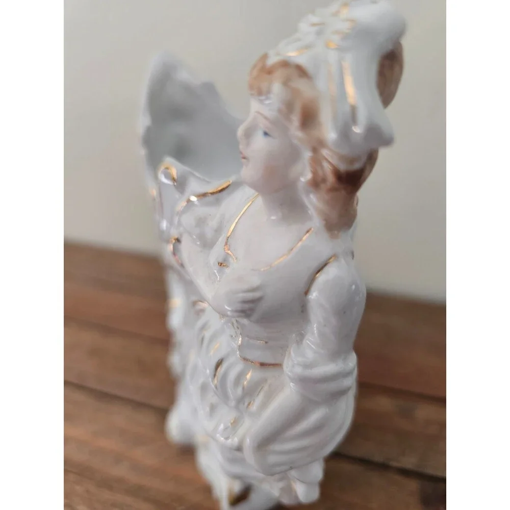 Pair of Porcelain Lady Cornucopia Vases or Figurines Paul's Gifts Planters